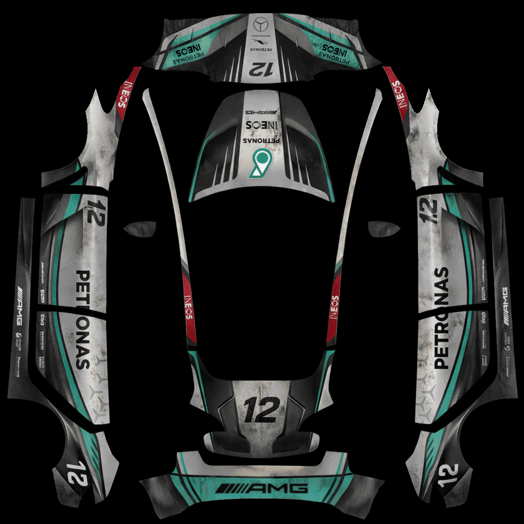 Mercedes Benz race worn livery