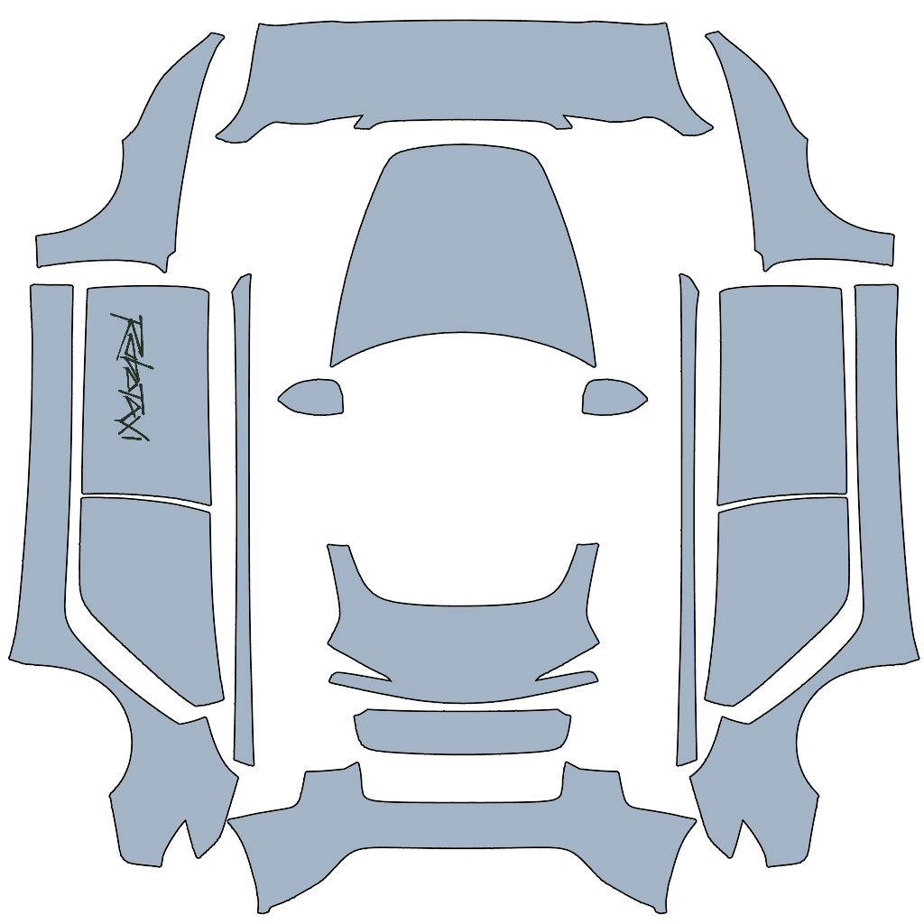 Tesla Frost Blue with Robotaxi Logo Sequoia Green