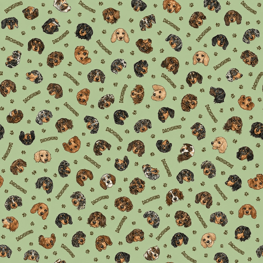 Playful Dachshund Sage Pattern