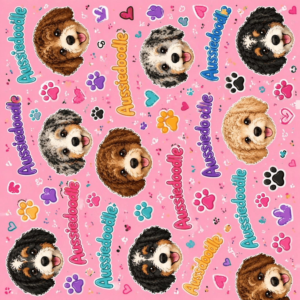Playful Aussiedoodle Pink Pattern