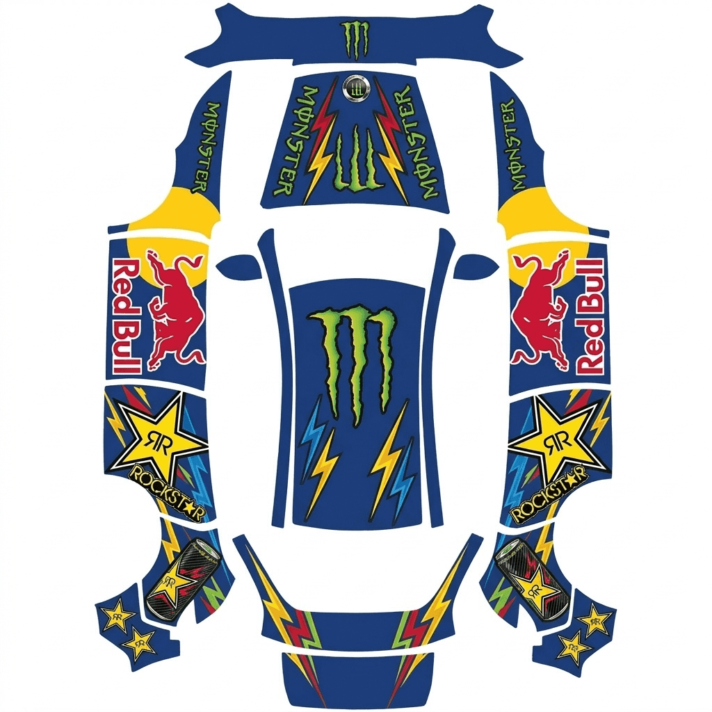 Red Bull Rockstar Monster blue