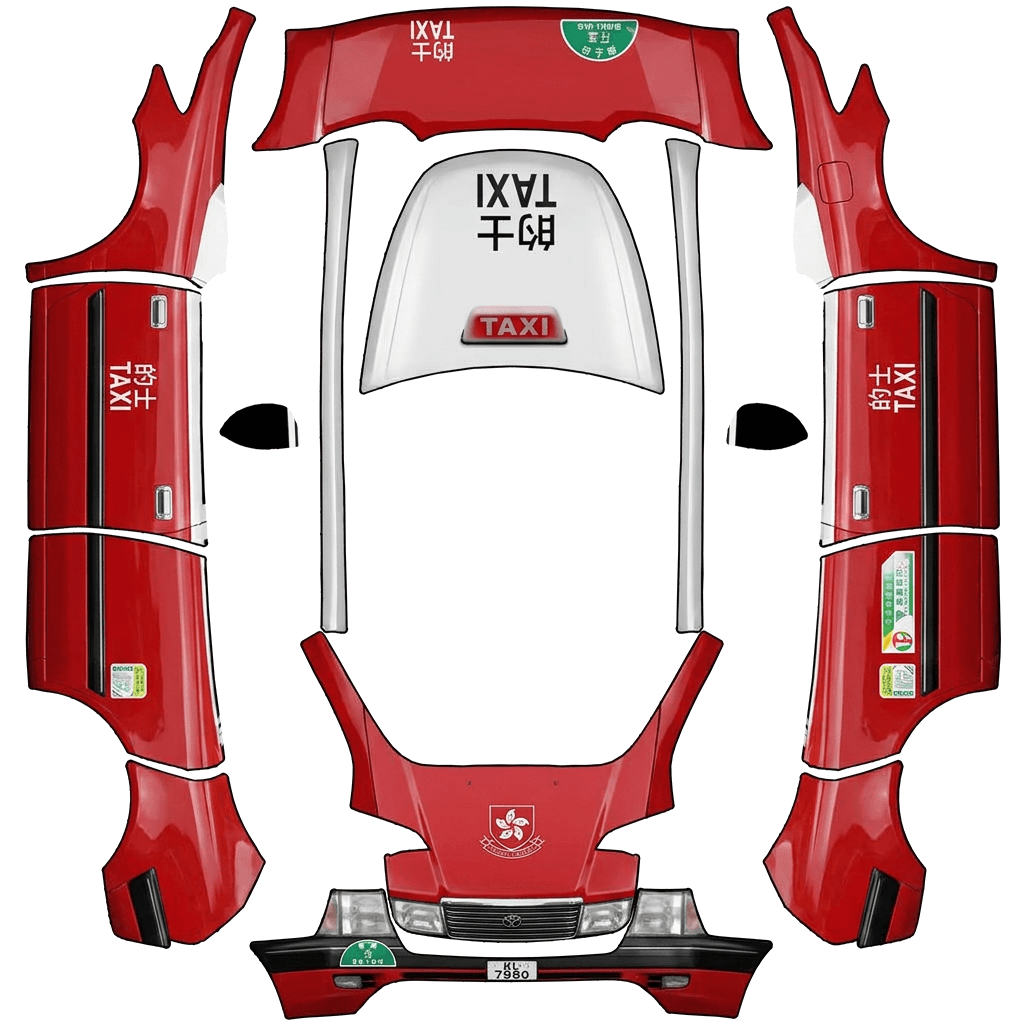 Hong Kong Kowloon Red Taxi