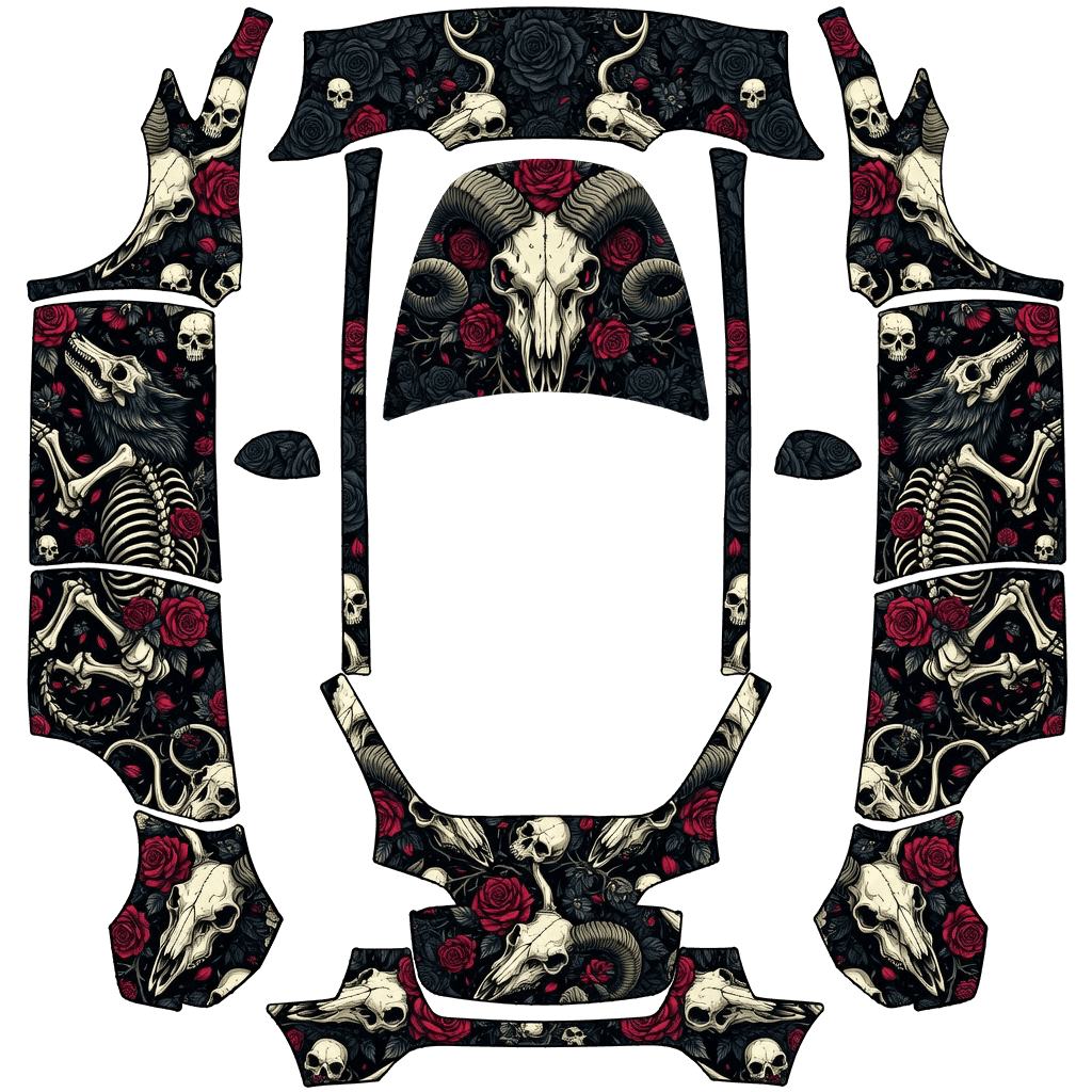 Skulls and flowers