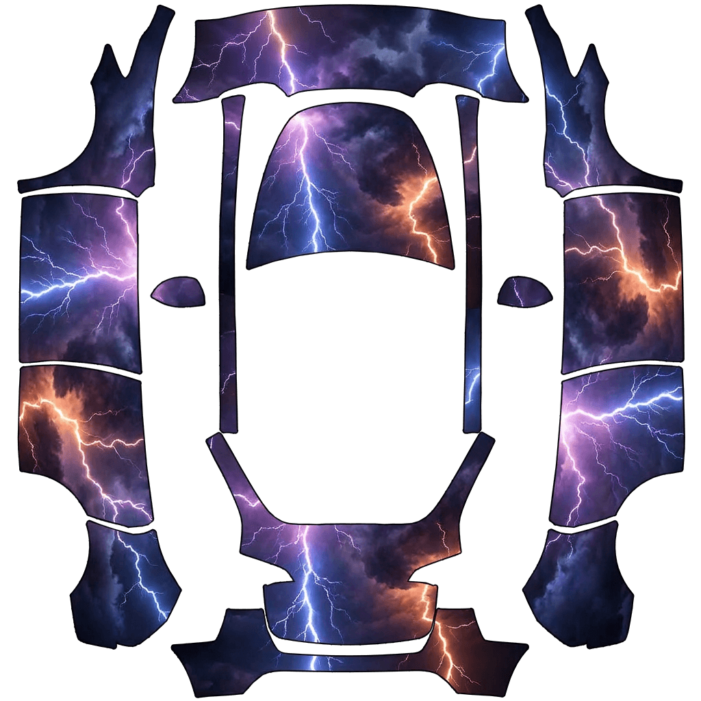 Purple and Orange and Blue Lightning