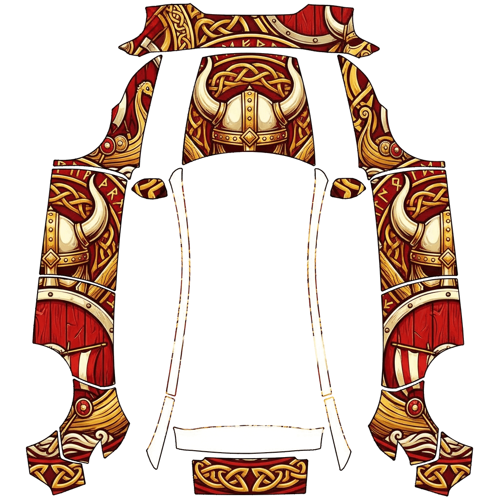 vikings red white golden