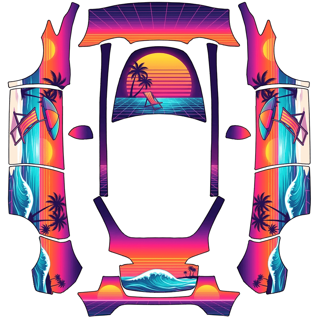 Retro 80s vibe on the beach